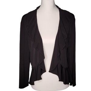 NWOT Black Soft Ruffle-Trim Shrug / Cardigan - Size L